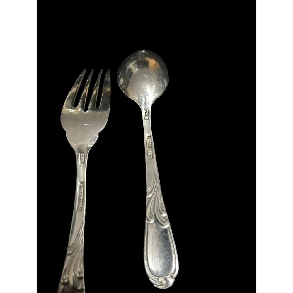 Vintage Farberware China Stainless Flatware Replacement Lot 9 Piece Scroll Motif